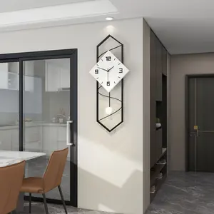 Morden Wall Clock with Pendulum for Living Room Home Decoration Silent