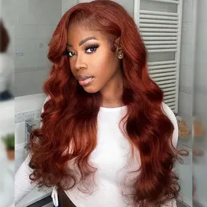 #33 Reddish Brown Colored Wigs Human Hair 180% 13X6 Body Wave Lace Front Wigs Human Hair Reddish Brown Lace Front Wig