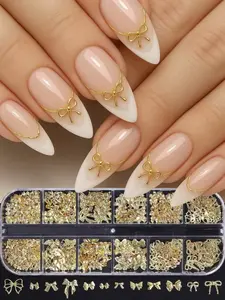 Cute Kawaii Ribbon Bow Knot Nail Charms for Nail Art, Japanese Style Metal Decorations for DIY Nail Jewelry, Diy Nail Kit, Perfect for Home or Salon Use