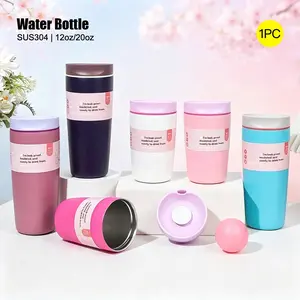 1pc, 12oz/20oz Vacuum Insulated Stainless Steel Coffee Tumbler, Reusable Iced Coffee Cup, Hot Coffee Travel Mug, Leakproof, Durable & Stylish Design