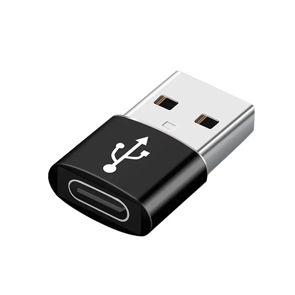 USB to USB C Type Adapter in Black, USB OTG to Type C Converter Adapter, Portable Design and Compatible with Multiple Electronic Devices