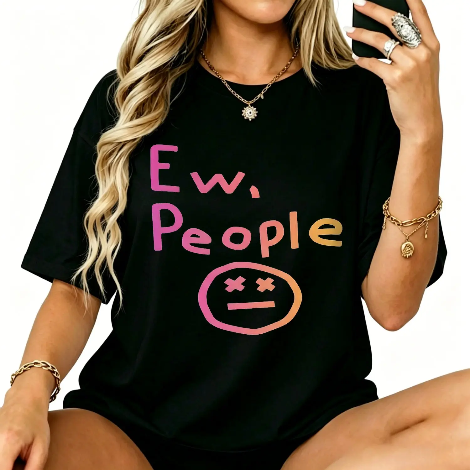 Ew People Men Short sleeve T shirts Funny Introvert Graphic Tee Sarcastic Plus Size Top Casual Humor Vintage Inspired Everyday Wear