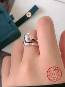 S925 Sterling Silver Simple Elegant Fashion Geometric Open Ring, Adjustable Women's Ring, Friends Birthday Jewellery Gift, Elegant Everyday Ring