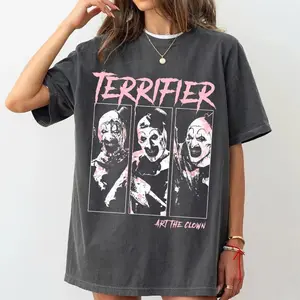 Terrifier Art The Clown Shirt Comfort Color, Horror Movie T-Shirt, Scary Clown Tee, Creepy Slasher Film Graphic Top, Horror Fan Gift Unisex