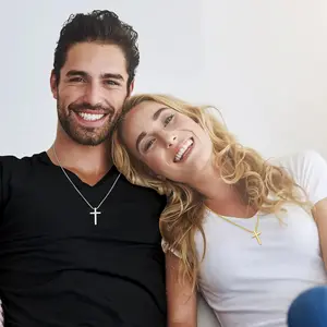 Waterproof Stainless Steel Unisex Cross Necklace for Men and Women Cross Pendant Necklace and 2.5mm Cross Chain for Men 16-24 Inch