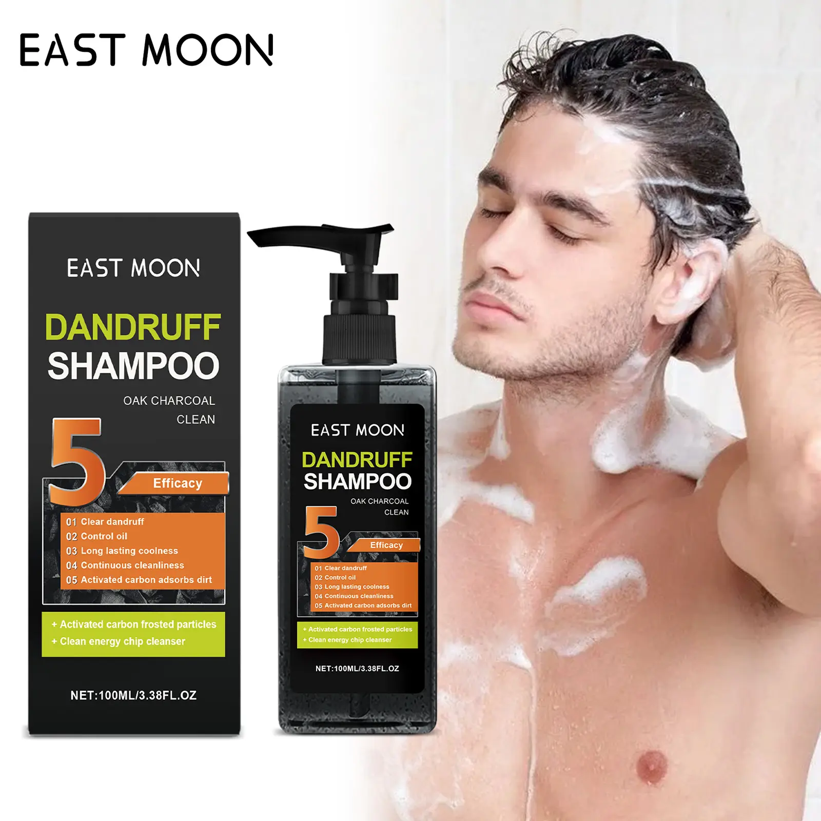 Natural Oak Charcoal Anti-Dandruff Shampoo For Men Deep Purify Dirty Scalp Balance Scalp Oil Secretion Nourish Dry Hair Follicles Remove Head Dandruff Refreshing Formula Keep Hair Light Fluffy Comfortable Daily Men Scalp Cleaning Shampoo Anti Dandruff Hai