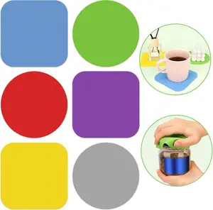 6 Pcs Jar Opener, Rubber Jar Grippers Multi-function Silicone Jar Gripper Pads Bottle Lid Opener Jar Openers for Seniors with Arthritis Weak Hands (Multicolors)