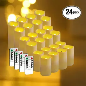 24-Pack Flameless Candles Battery Operated Waterproof LED Candles with 4 Remotes Control for Wedding Party Birthday Outdoor Indoor Decoration Adjustable Lighting Modes