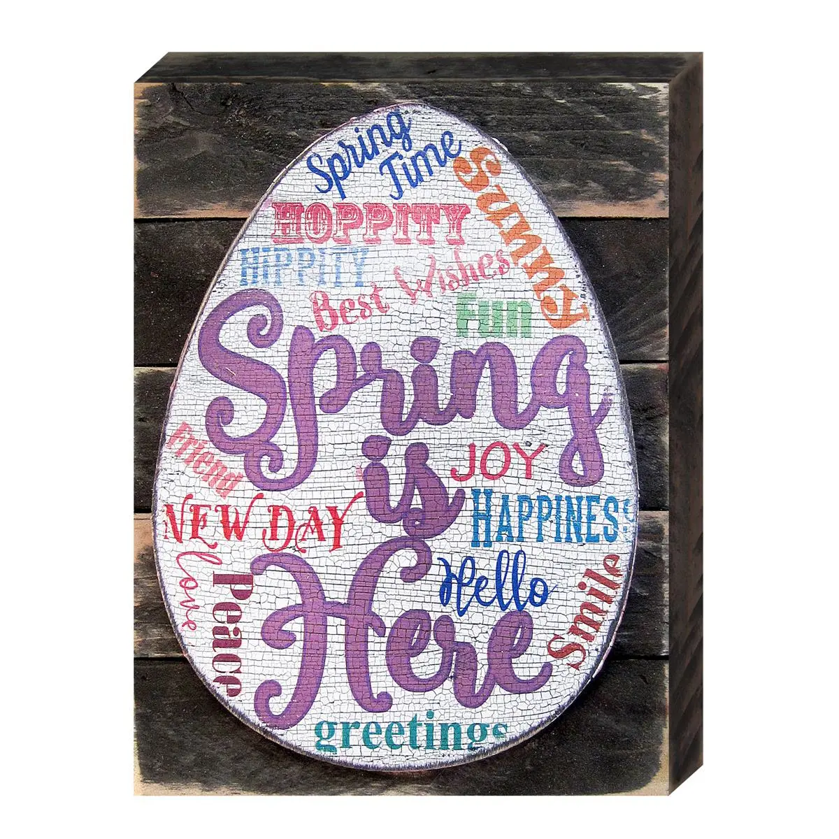 Designocracy 98713-08 Spring is Here Easter Egg Art on Board Wall Decor