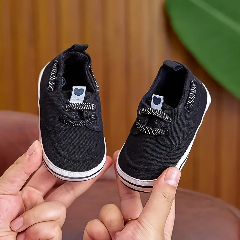 Kids' Unisex Casual Sneakers for 0-1 Year Olds - Breathable Sole Canvas First Steps Walking Trainers, Prop 65 Safe