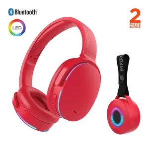 Wireless Audio Essentials Duo | Light-Up Speaker + Headphones | Red