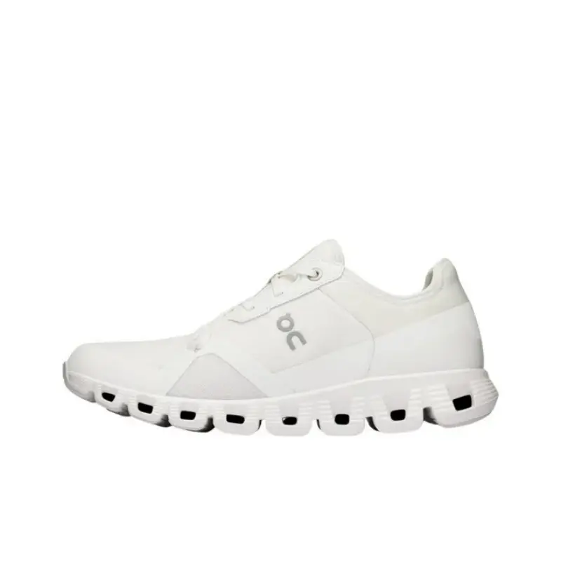 Unisex All White Low Top Mesh Running Sneakers, Segmented Hollow Wave Thick Cushion Shock Absorb Athletic Trainers, Lightweight Breathable Lace Up Jogging Walking Shoes For Gym Daily Commute Men Women