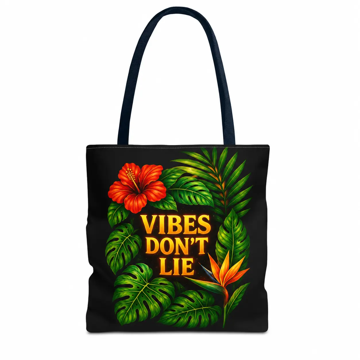 Vibes Don't Lie Tote Bag, Tropical Beach Tote, Hibiscus Flower Bag, Vacation Tote Bag, Summer Tote, Reusable Shopping Bag