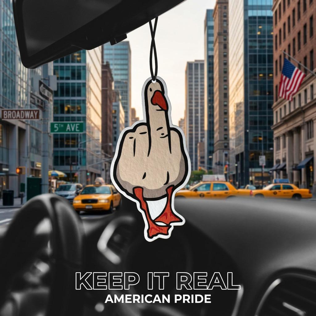 "No Chill" Duck Car Air Freshener Funny Middle Finger Decor Long Lasting French Vanilla Royal Ebony American Pride