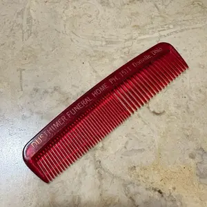 RED Vintage Funeral Home Advertising Comb