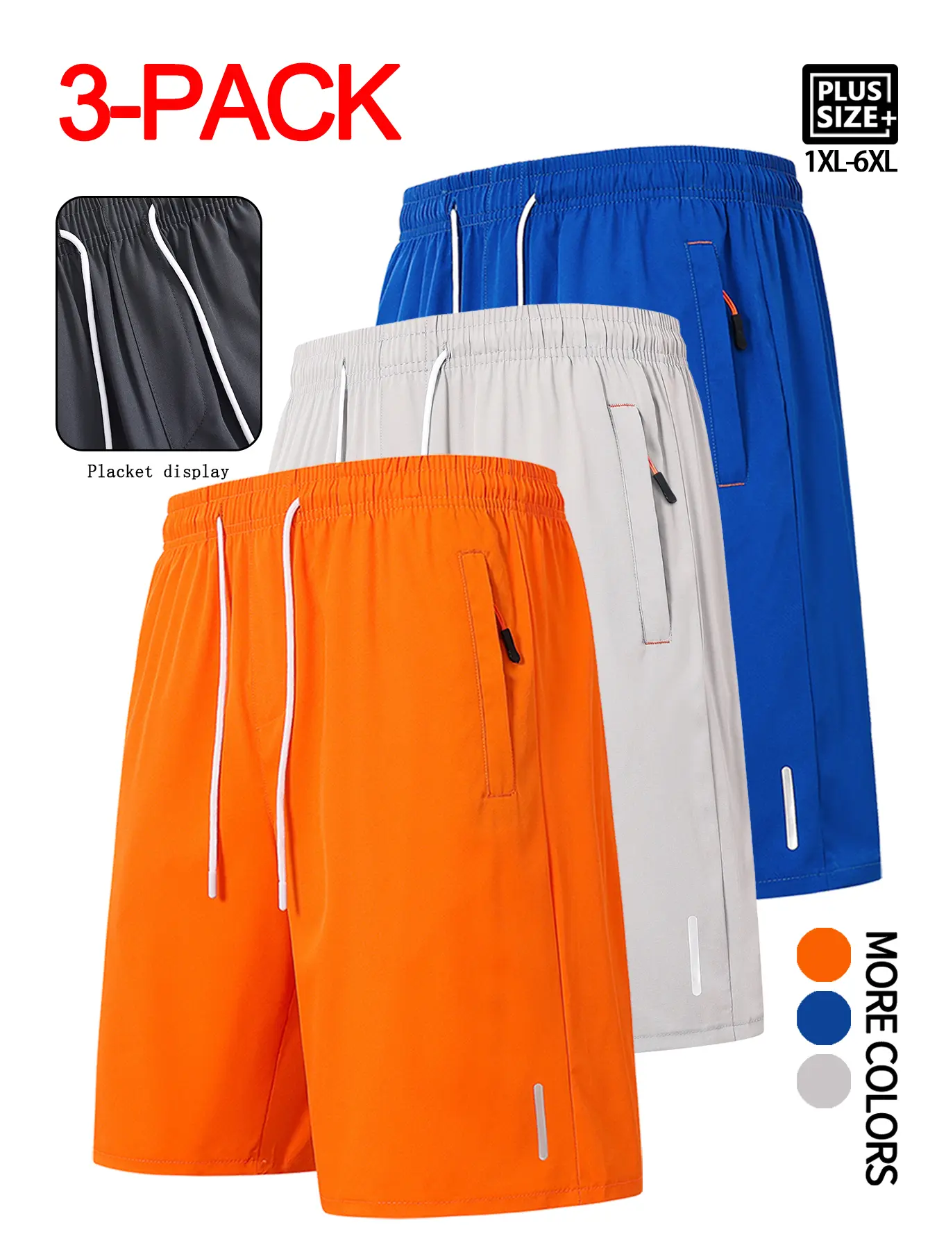 Plus-Size Men's Quick-Dry Sports Shorts – Lightweight and breathable shorts with zip pockets, perfect for running, working out, and casual summer wear, suitable for plus-size men, available in sizes 1XL-6XL. Tropical backtoschool backtoschool
