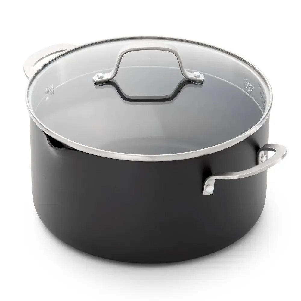 Calphalon 2PC Hard Anodized Aluminum Dutch Oven Set 7QT Sauce Pan Tempered Glass