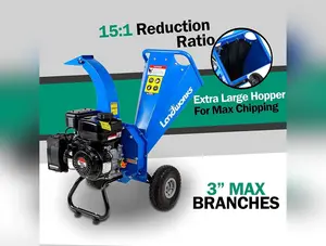 Landworks Mini Wood Chipper & Shredder - 7HP 212CC Gas Engine 3" Max Branch Diameter (Blue)
