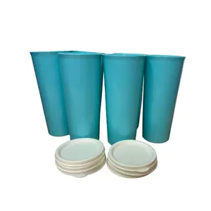 Tupperware Vintage Style 16oz Tumblers with Air-Tight Liquid Tight Seals Classic Plastic Set of 6 Reusable Portable Drinkware