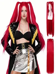 Skpop Mira Cosplay Costume Wig Set, Includes Two Bow Headbands, Perfect for Halloween & Anime Parties, Medium Length Straight Design, Accessories