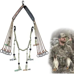 2 in 1 Duck Call Lanyard Duck Strap Carrier for Hunting Adjustable Nylon Game Call Lanyard 6 Calls with 12 Slip Rings Waterfowl Game Duck Carrier, Double Locking Duck Hunting Accessories