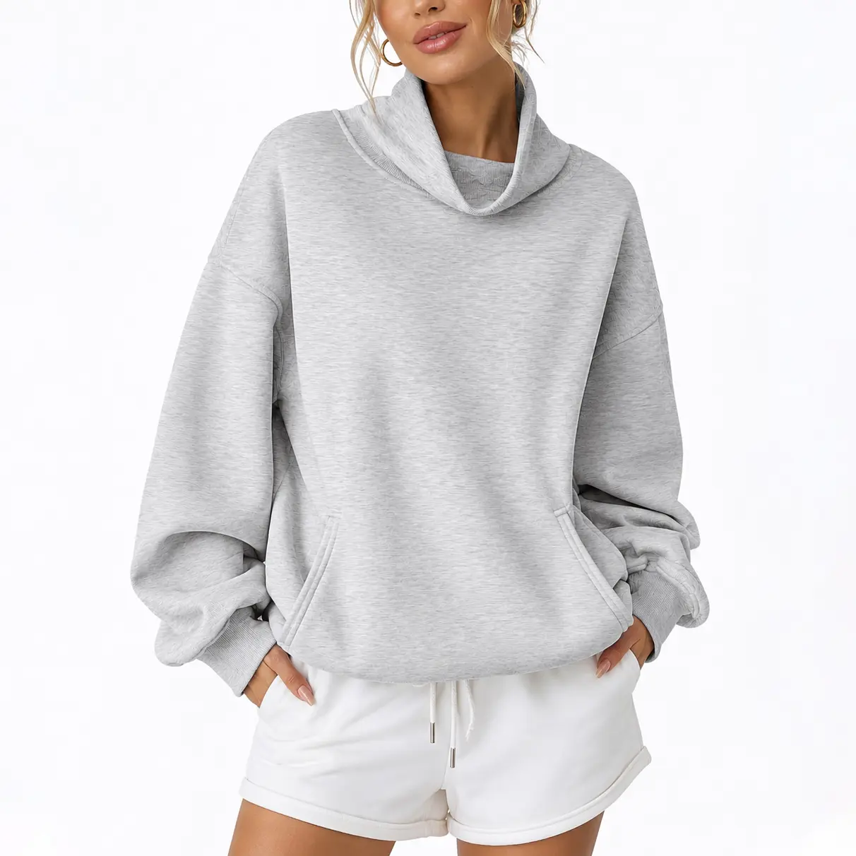 Yimoon Womens Fleece Sweatshirts with Pockets Oversized Turtleneck Pullover Trendy Long Sleeve Tops Fall Fashion Shirts Casual Hoodie