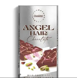 Angel Hair Chocolate - 7oz Premium Dubai Cocoa Flavor Bar with Pistachio Cream and Cotton Candy United Arab Emirates Dessert Snack