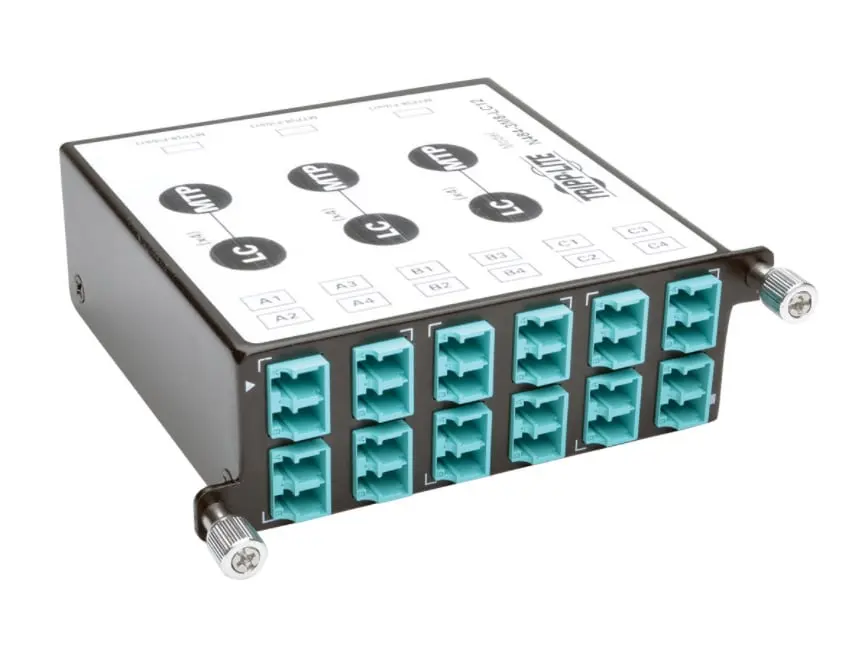Tripp Lite N484-3M8-LC12 Tool-Free Install 40 GB to 10 GB Breakout Cassette, 3x 8-Fiber OM4 MTP-MPO to 12x LC Duplex Network Component