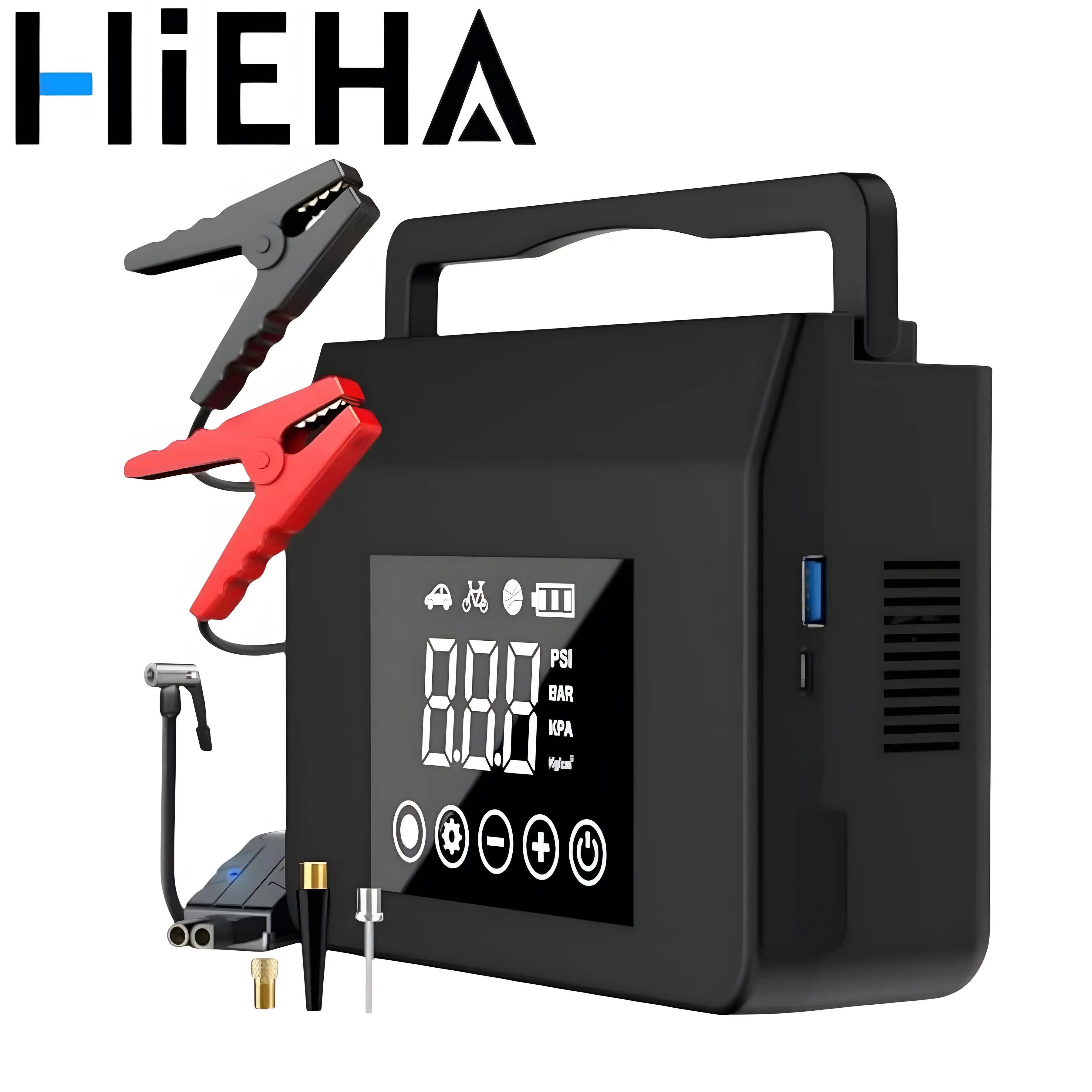 【Hieha】Portable Car Jump Starter with Air Compressor,4000A Car Battery Jump Starter (ALL Gas/7.0L Diesel) with 150PSI Tire Inflator, 12V Car Battery J