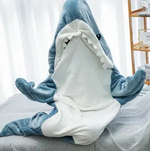 Shark Onesie Blanket Super Soft Flannel Costume Shark Blanket Hoodie Home Sleeping Bagfor Kids & Adults Bedding Womenswear Loungewear Nightwear Basic,Hooded Oversized Wearable Blanket,Cozy Shark,Shark Sleep Pajamas
