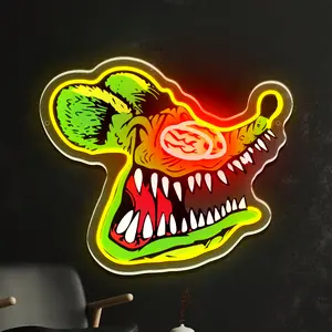 Vivid Cartoon Mouse Neon Sign UV Printing USB Powered Bright Colors for Manhole Covers Garages Dorms Bars Retro Style Easy Install Halloween Decorations
