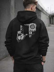 Gothic Hand Sign Hoodie Dark Occult Graphic Streetwear Unisex Pullover Style