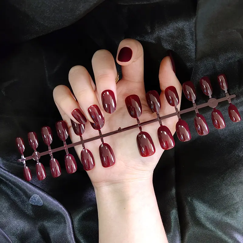 24Pcs Almond Press-On Nails – Solid Color, Simple & Classy, Reusable Daily Nails, Includes Jelly Gel & Tool Kit, Beginner-Friendly gift