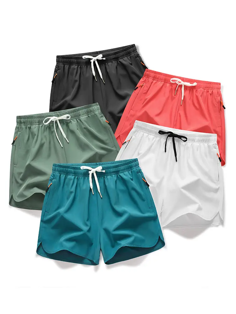 Men's Drawstring Zipper Pocket Shorts, Casual ElasticWaist Beach Shorts for Summer, Breathable Men'sBottoms for Daily Wear
