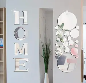 Zonon 30 Pcs Living Room Wall Decor Home Mirror Wall Letter Signs Stickers DIY Acrylic Mirror Decals 3D Decorations for Home Bedroom Living Room Removable(Silver)