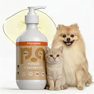 Hipypaw Wild Norway Salmon Oil with EPA & DHA, Omega-3 Fish Oil blend for Dogs & Cats, Supports Skin, Coat, Joint & Immunity (16oz)