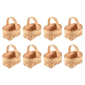 8PCS Mini Woven Baskets with Handles for Party Favors Crafts Decor Photo Prop