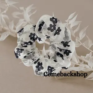 Elegant Black White Hair Tie Girl Cute Bow Hair Band Sweet Colorful Flower Elastic Scrunchies Rubber Band Hair Accessories Daily Casual