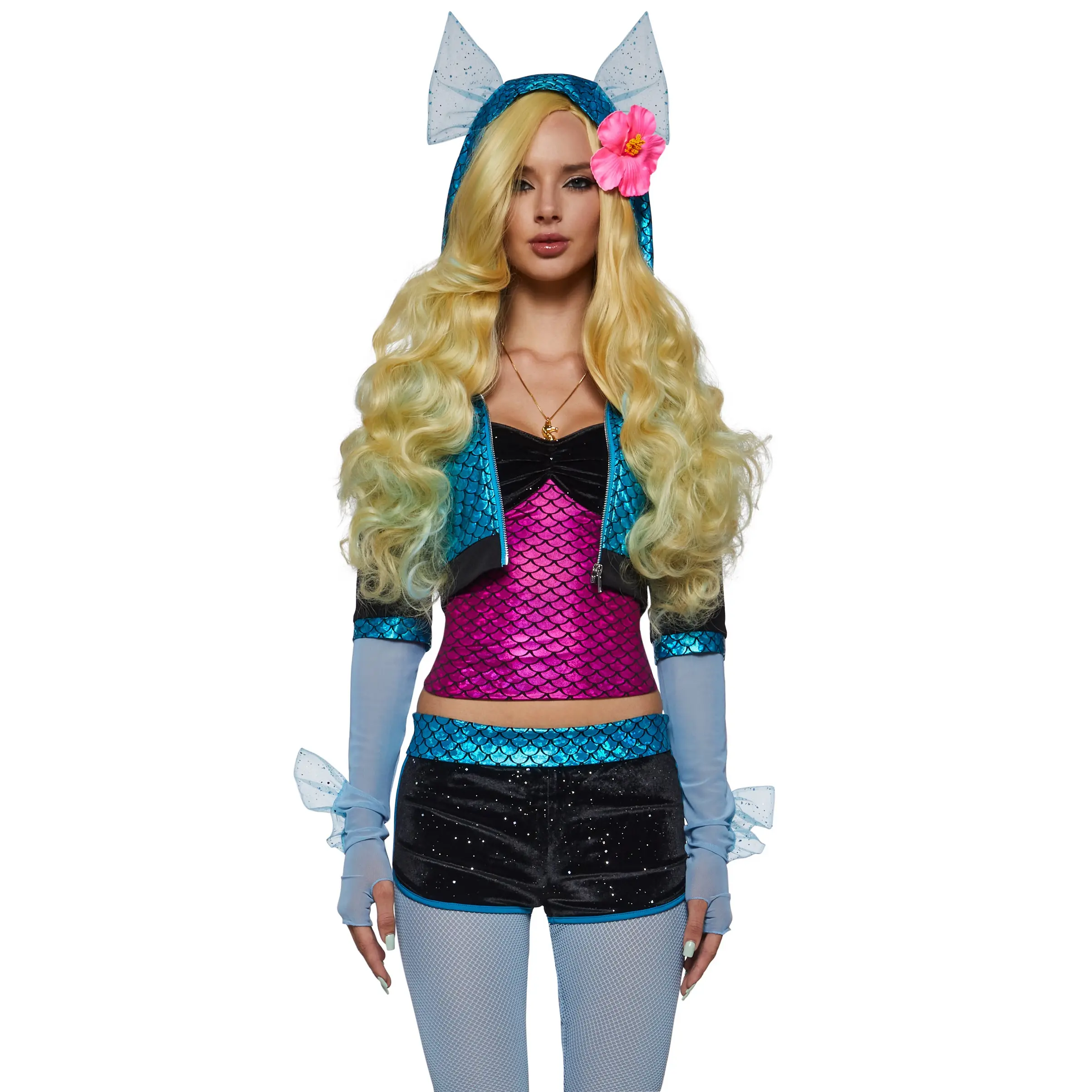 Blue Lagoon High School Doll Costume and Wig Set