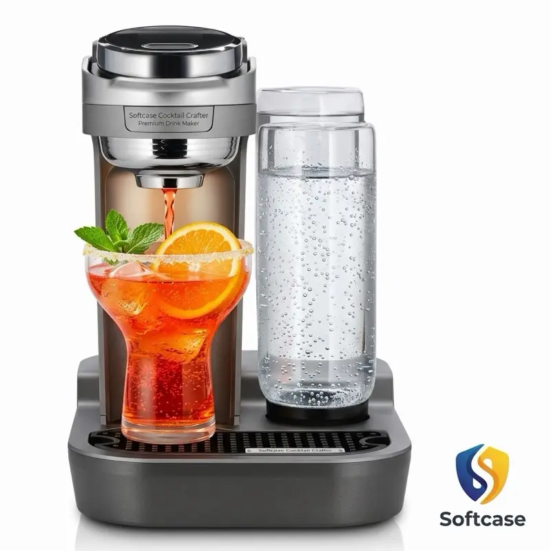 Automatic Kitchen Drink Bartender Mixer Machine - Compact Brushed Metal Tool with 2 Glass Spirit Bottles, Plastic Components, Effortless Mixing at Home, Hassle-Free Drink-Making Simplifier for Home Mixology Enthusiasts, Hassle-Free Mixing