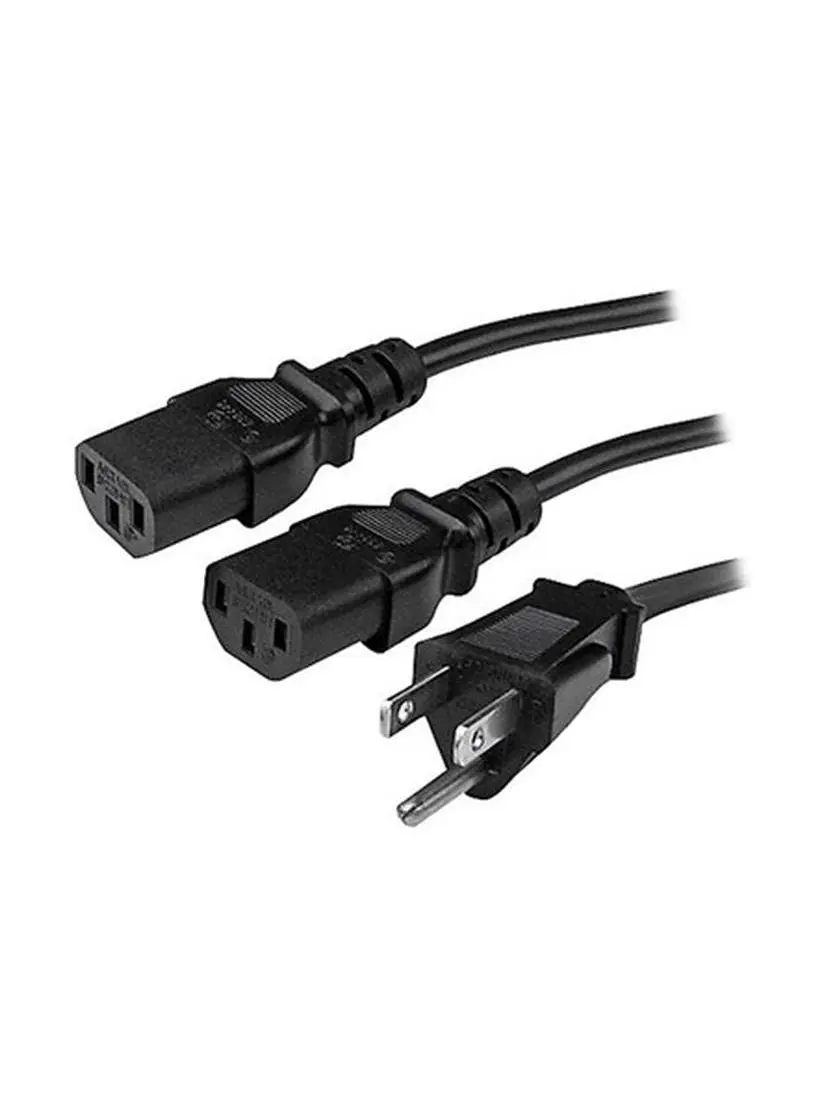 StarTech ST-PXT101Y10 10ft PVC Jacket IEC 60320 C13 Y-Power Splitting Cable, NEMA 5-15 Power Plug-C13 Connector, Surge Protector to Connect to 2 Monitors, Maximize Space