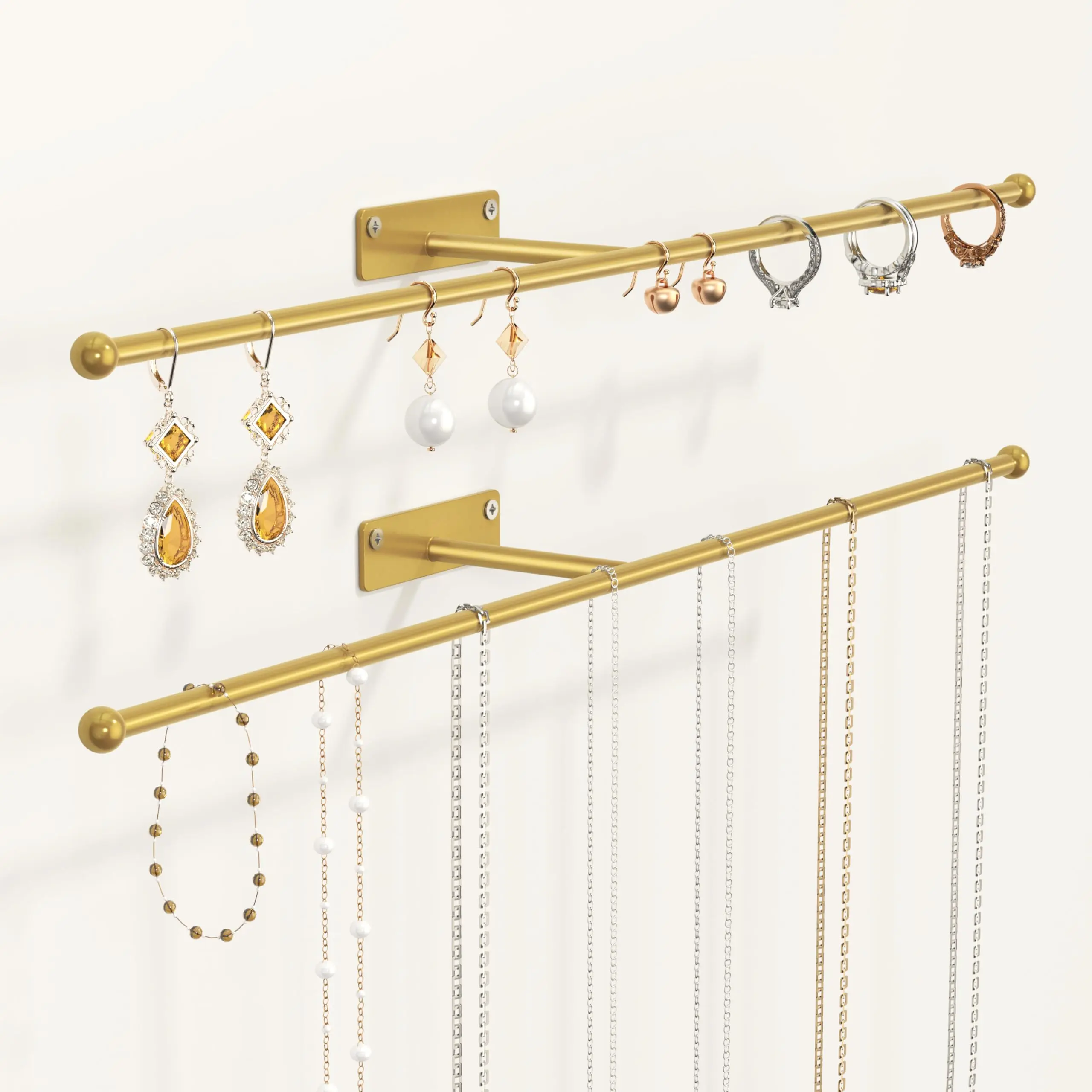 Wall Hanging Organizer: 12.6'' Necklace Holder For Earring  Bracelet Rings Hairband Glasses 2-pack Screws Included