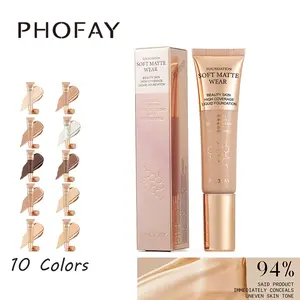 PHOFAY Full Coverage Foundation - Oil-Free, Lightweight, Blendable, Smoothing Cosmetic for Blemish Correction & Daily Makeup Concealer Needs