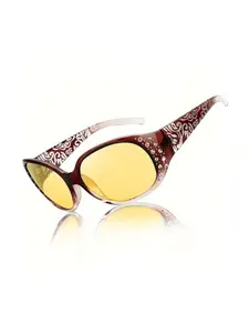 Night Vision Driving Glasses for Women, Anti-Glare Wraparound Safety Eyewear, Enhance Night Visibility, Comfortable Fit