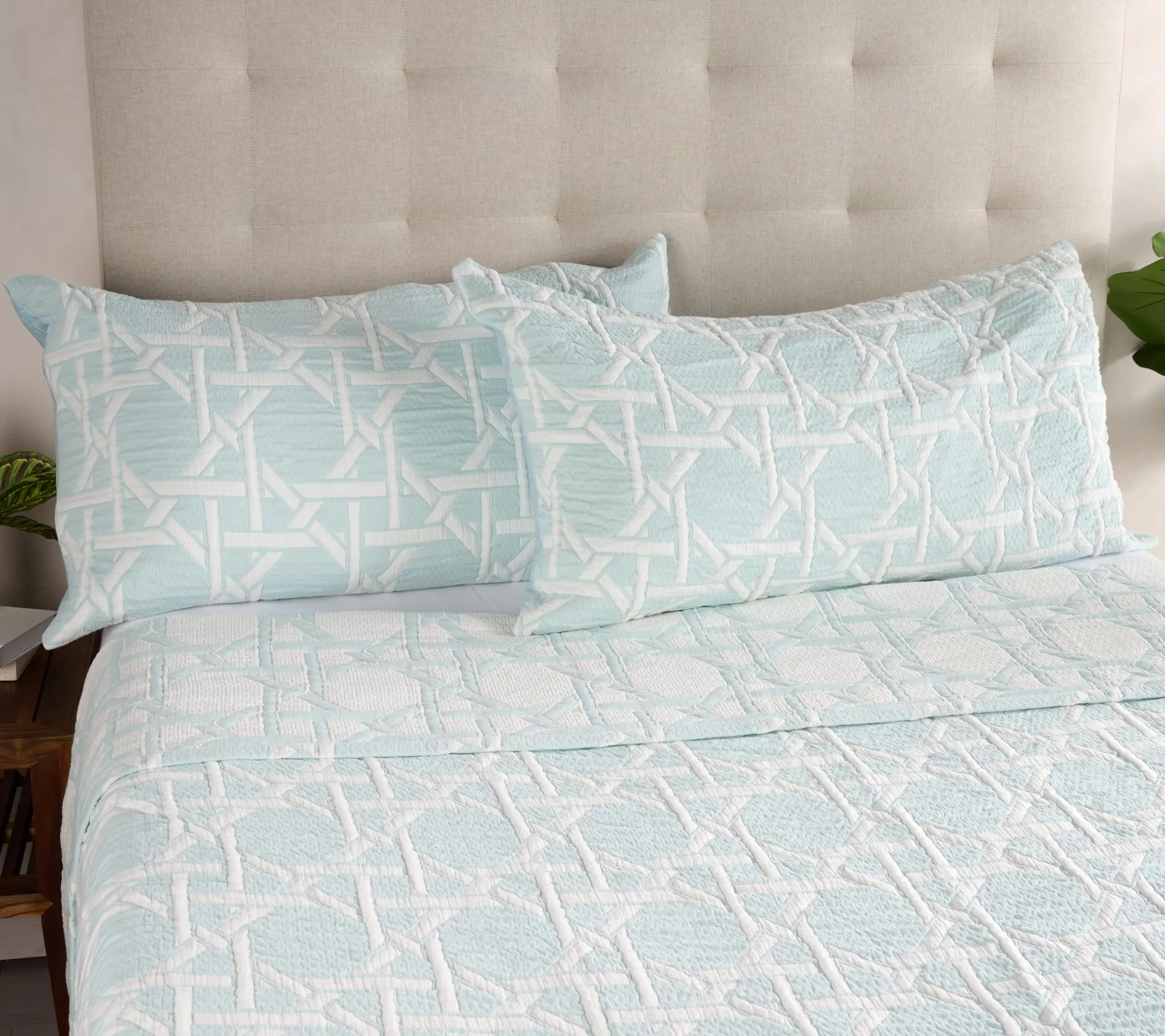 Mrs. H by Dee Hilfiger Trellis Jacquard Twin Blanket & Shams