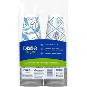 Dixie To Go Paper Coffee Cups With Lids, 12 oz, 156 ct, Disposable Insulated Paper Cups for On-The-Go Hot or Cold Beverages