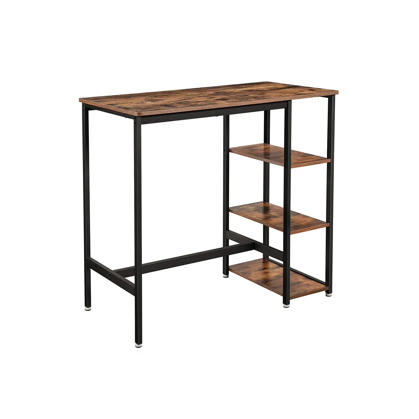 VASAGLE Industrial Engineered Wood Bar Table with Storage Shelves, Rustic Brown for Home Bar & Dining Area, Bar Vibes
