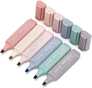 Cream Color Chisel Tip Highlighters, Water-Based Vivid Ink Quick-Dry No-Bleed Aesthetic Writing Pen, Colored Markers & Art Markers Pen, Stationery Supplies with Portable Hook, for Bible Study & School Office (6 Youth Colors)