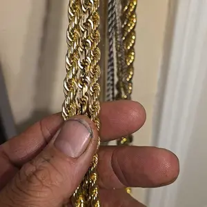 Holylegend 14K Real Gold-Plated Rope Chain Necklace for Women and Men,Upgraded Shine, Faceted Cut, Tarnish-Free, Goldstone necklace 6mm/8mm, 22"/24" Jewelry