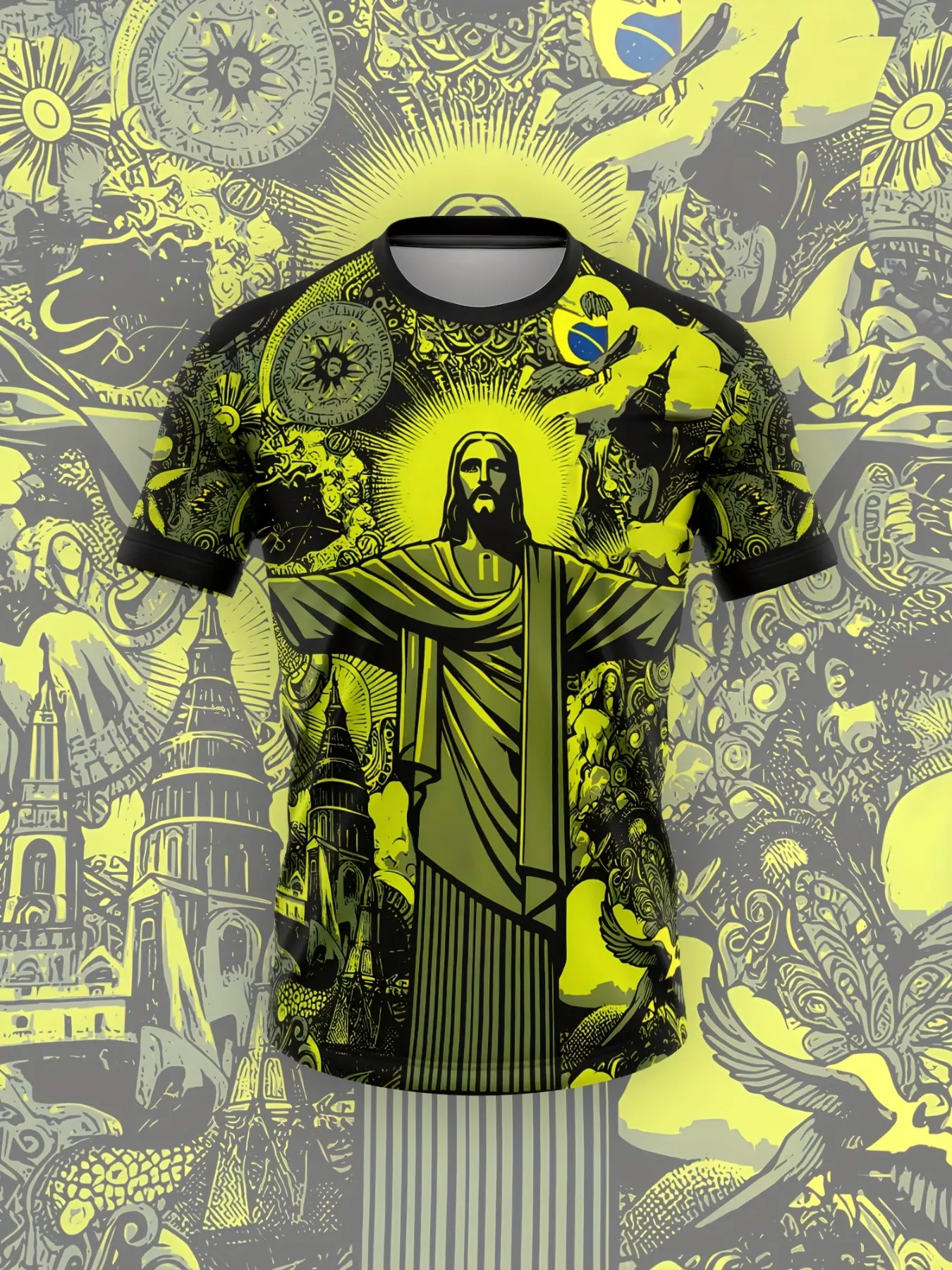 Brazil Jesus Special Edition Football Jersey, New Release, Unisex Sports T-Shirt, Men Women Training Shirt, Casual Fitness Wear, Soccer Tee, Athletic Workout Tops, Athletic Tops, Fitness Clothes Tops, Sportswear, Apparel Jersey